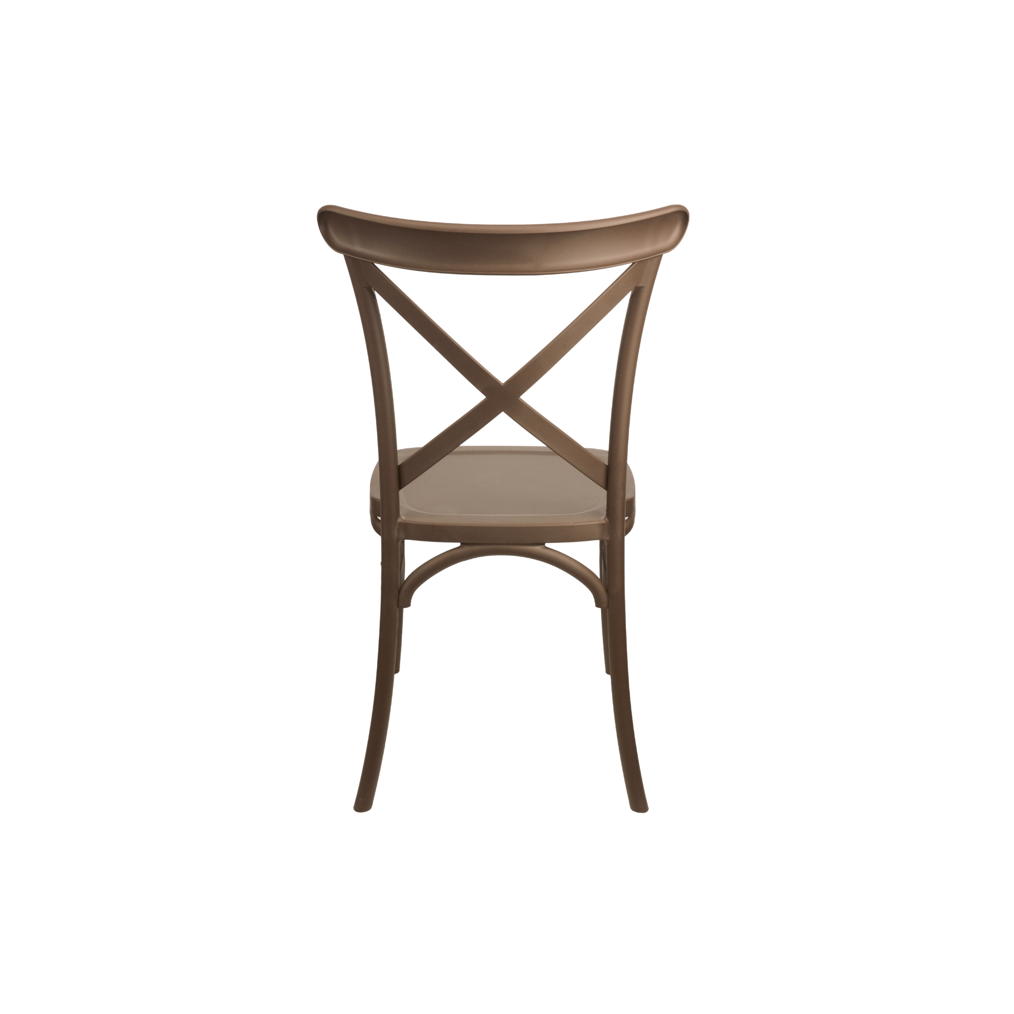 Krzesło Crossback z Polipropylenu – Styl Caffe, Brązowe